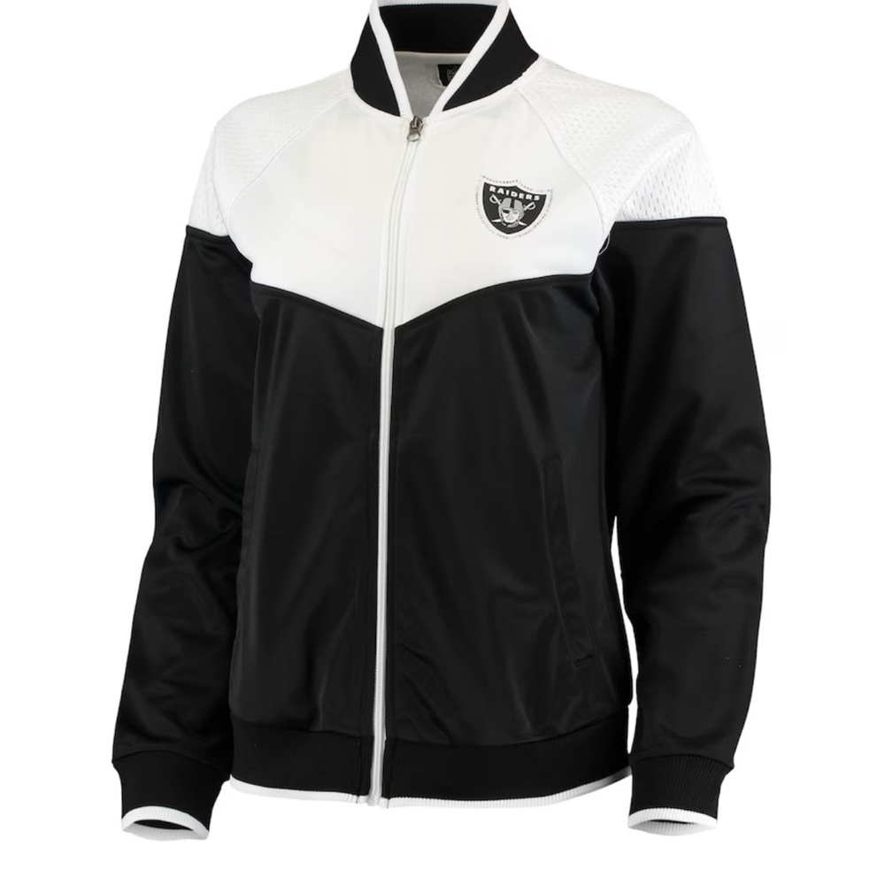 Women’s  Black and White Raiders Jacket - Picture 5 of 7